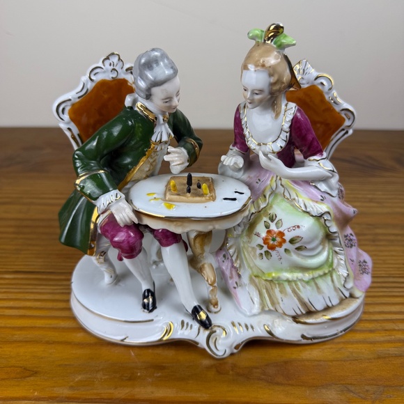Vintage Dresden-Style Porcelain Figurine | Rococo Couple | Hand Painted - Picture 7 of 16